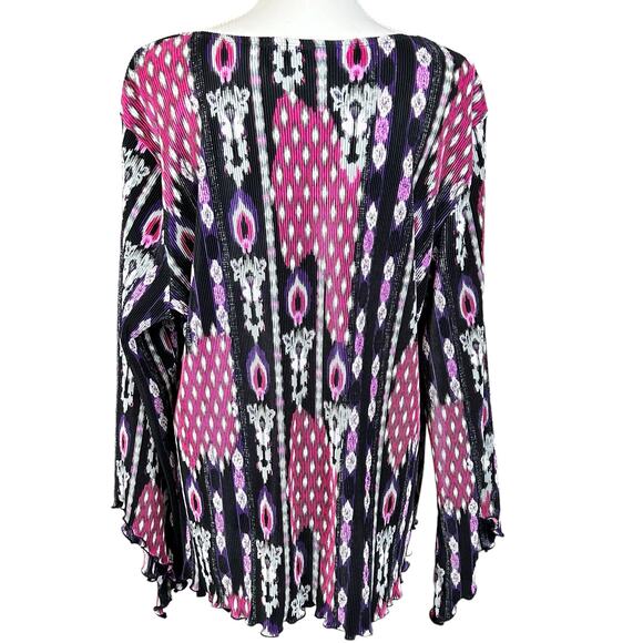 Cato Woman Top Size 22 / 24 Black Purple Faux Tank Open Front Pleated Stretch - Picture 3 of 13